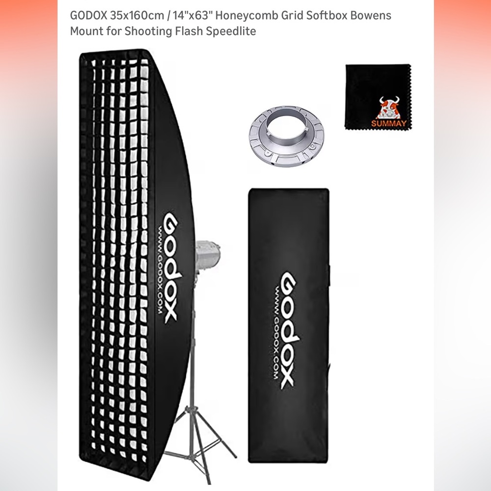 14 x 63 Godox Black Honeycomb Grid Softbox for Studio Photography - Picture 3 of 15
